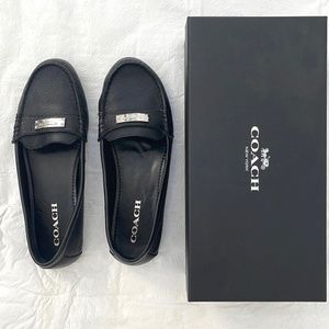 COACH Fredrica Black Pebble Grain Leather Loafers